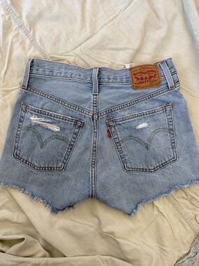 Levi's 501 Light Blue Denim Cutoff Shorts with Frayed Hem